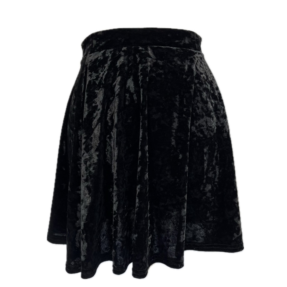 Topshop Black Crushed Velvet Mini Skater Skirt Size 4 Whimsigoth Punk Grunge